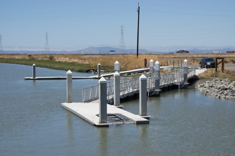 Ramps leading to a floating dock